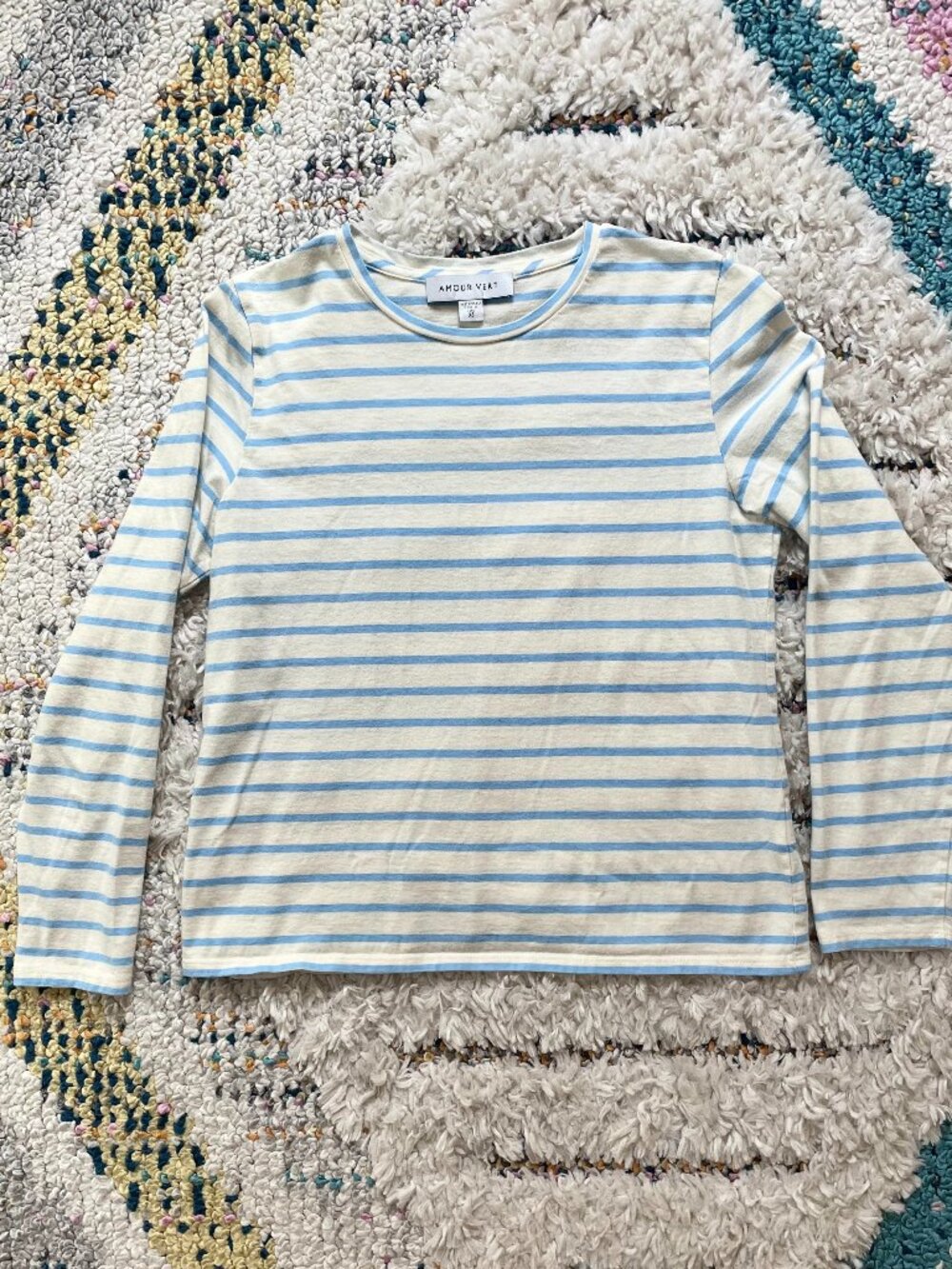Amour Vert crew neck long-sleeve striped tee, XS